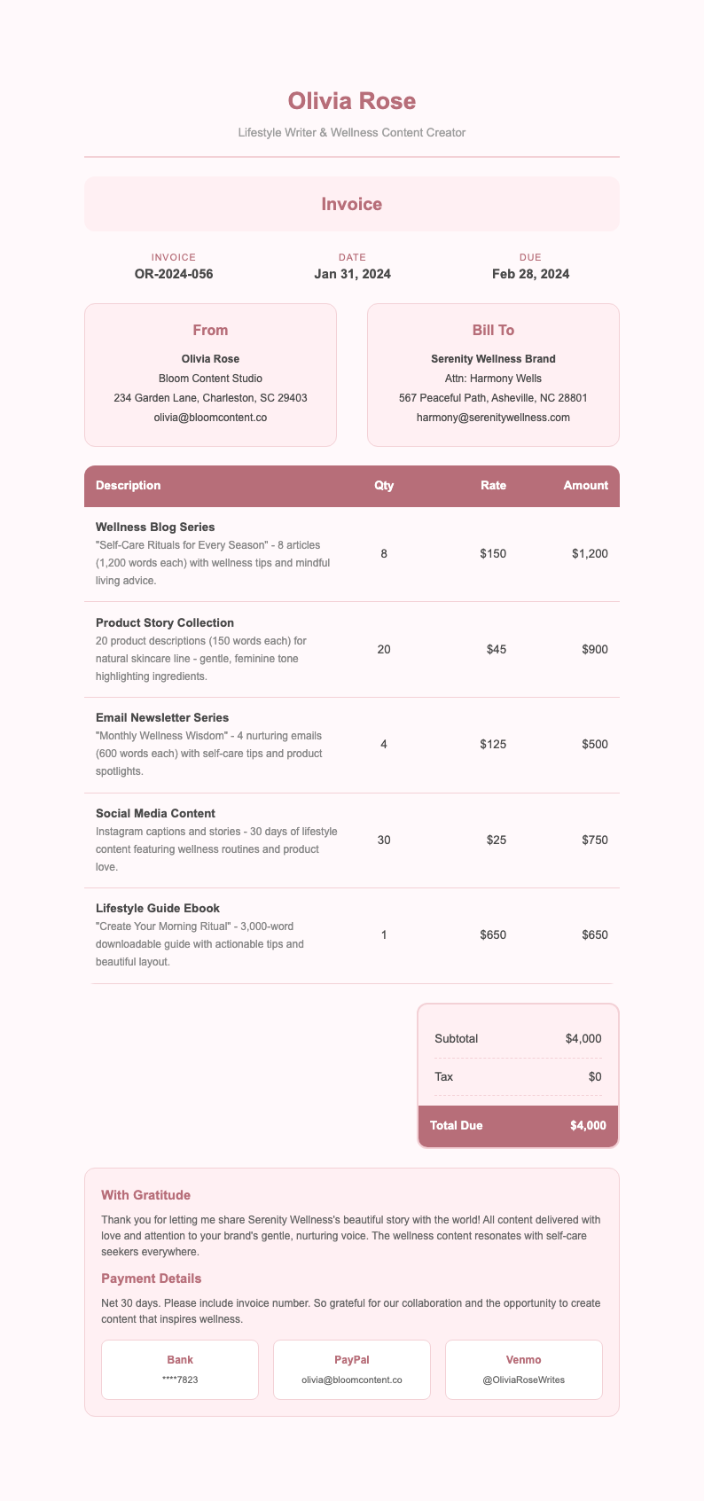 Soft Feminine Invoice